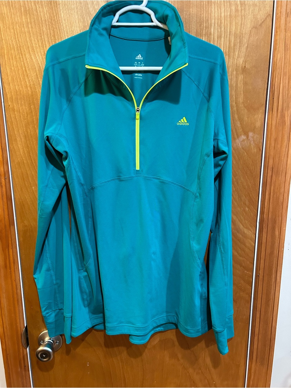 Adidas Women’s ULT 1/4 Zip Pullover Climalite - Size Large - Teal/ElectricYellow